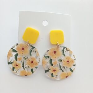 Fashion Jewelry Yellow Flower Dangle Earrings